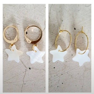 Mother-of-pearl star mini-hoops