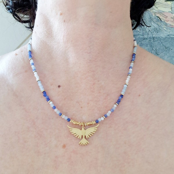 Collier Aventurine bleue-Aigue-marine