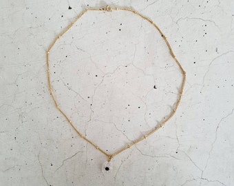 Collier acier inoxydable doré quartz rose