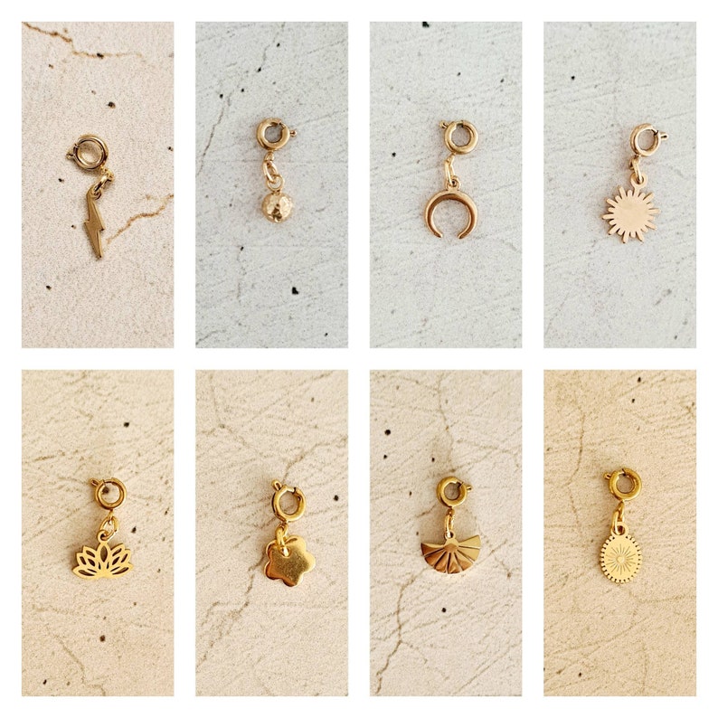 Mini-charms en acier inoxydable doré image 1