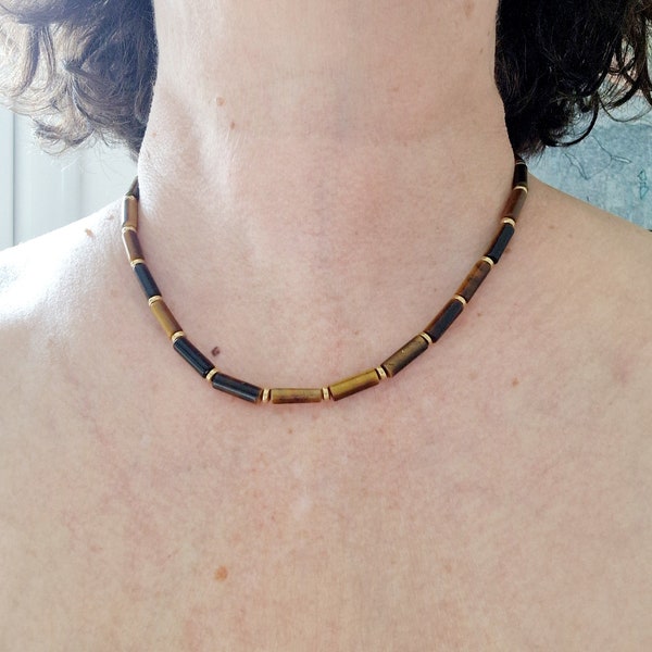 Collier tubes Oeil de Tigre