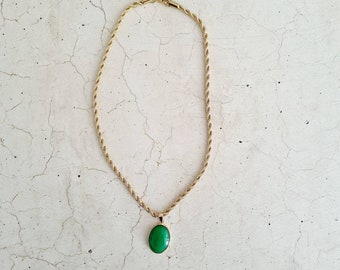 Collier chaîne corde agate verte