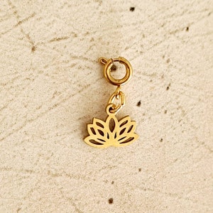 Gold-tone stainless steel mini charms Lotus