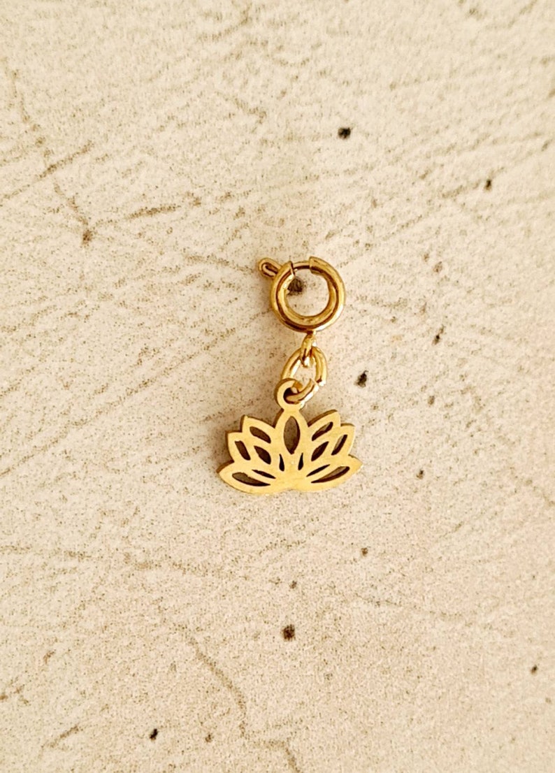 Gold-tone stainless steel mini charms Lotus