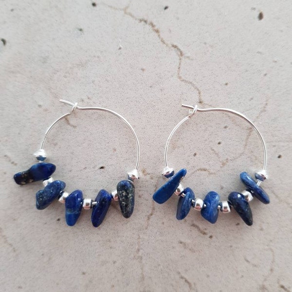 Créoles argent et Lapis Lazuli