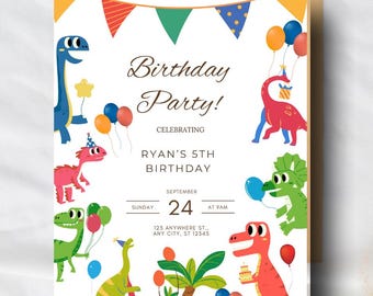 Dinosaur Birthday Invitation | Cute Dino Party Printable for Kids