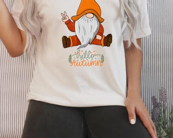 Autumn Gnome Tee, Gnome, Gnome Tshirt, Fall Fashion, Thanksgiving Gift, Seasonal Apparel, Cute Gnome, Halloween Gnome