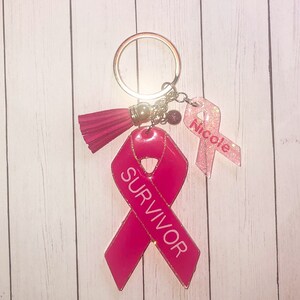 Awareness Ribbon Keychain, Breast Cancer Ribbon, Awareness Keychain