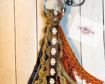 Tassel Keychain/ribbon Keychain/Fall Keychain/Bag Accessories/tote bag tassel