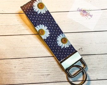 Faux Leather Keyfob; Daisy Keyfob