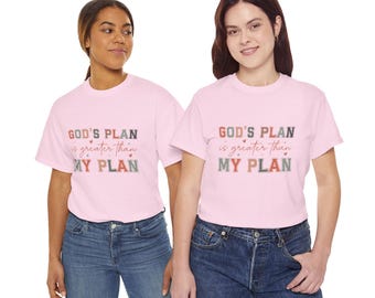 Gods Plan Unisex Heavy Cotton Tee - "God's Plan is Greater than My Plan" - Inspirational T-Shirt, Christian Gift, Faith