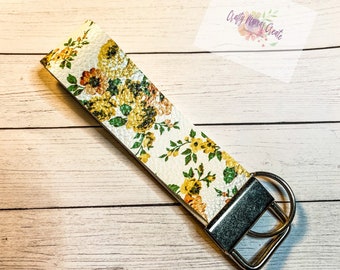 Faux Leather Keyfob Wristlet; Rose Faux Leather Keyfob