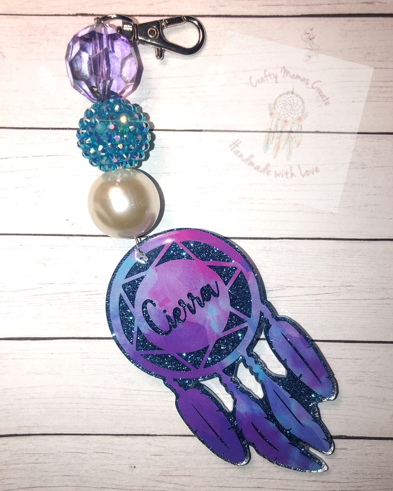 Custom keychain dreamcatcher with or without personalization image 1