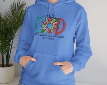 Inspirational God Hoodie, Motivational Sweatshirt, Christian Gift, Cozy Layer, Faith Apparel, Bible Verse Clothing