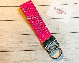 Faux Leather Keyfob; Hot pink Keyfob