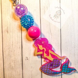 Mermaid Keychain; Mermaid; Keychain; Purple Mermaid; Beaded Keychain; Beaded Mermaid Keychain