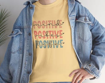 Positive Vibes Unisex Heavy Cotton Tee, Inspirational Tee, Motivational Shirt, Casual Wear, Gift for Friends, Uplifting T-Shirt