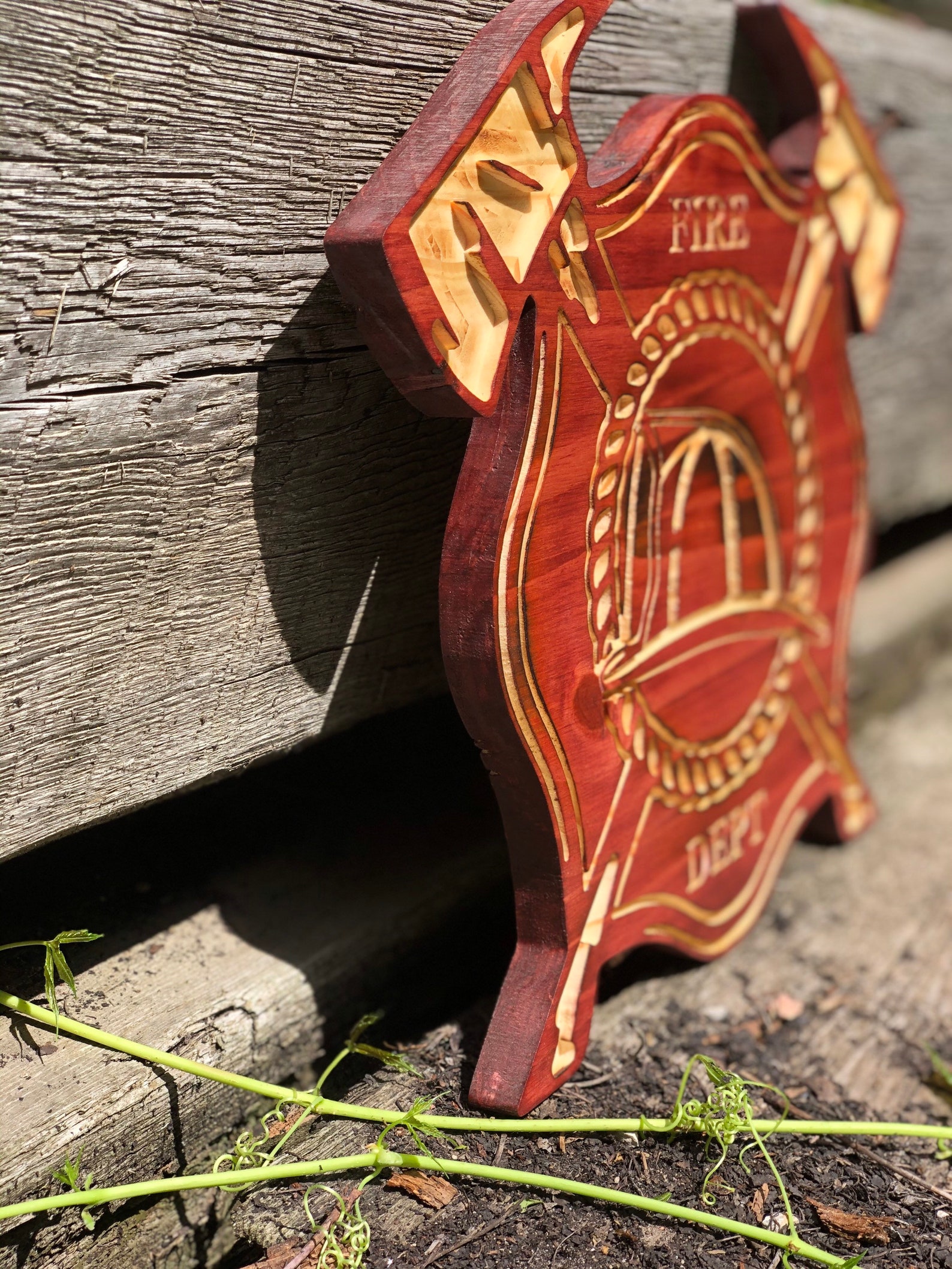 Wood Maltese Cross Firemans Plaque Firefighter Wall Art Etsy