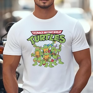 Maglietta TMNT / Maglietta Teenage Mutant Ninja Turtles / Maglietta dei cartoni animati anni '90 / Regalo retrò delle Tartarughe Ninja / Maglietta cosplay del Comic Con per i fan