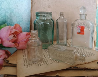 Set Antique Perfume Bottle Vintage decor Retro Vintage Home decor