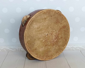 Pre-war toy Rare vintage children's tambourine, small musical instrument, Pretend Play, USSR 1940