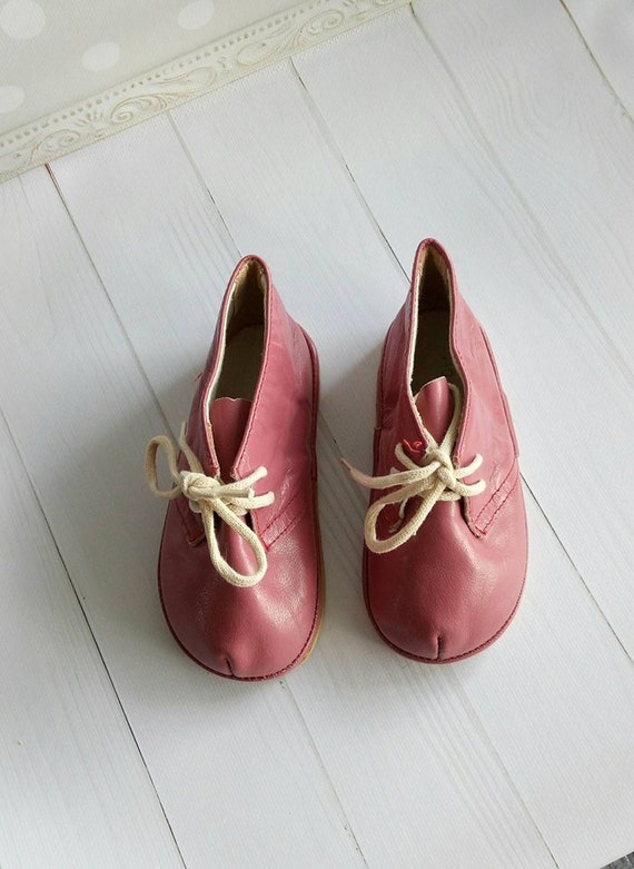 Leather Kids boots Pink Vintage Leather 