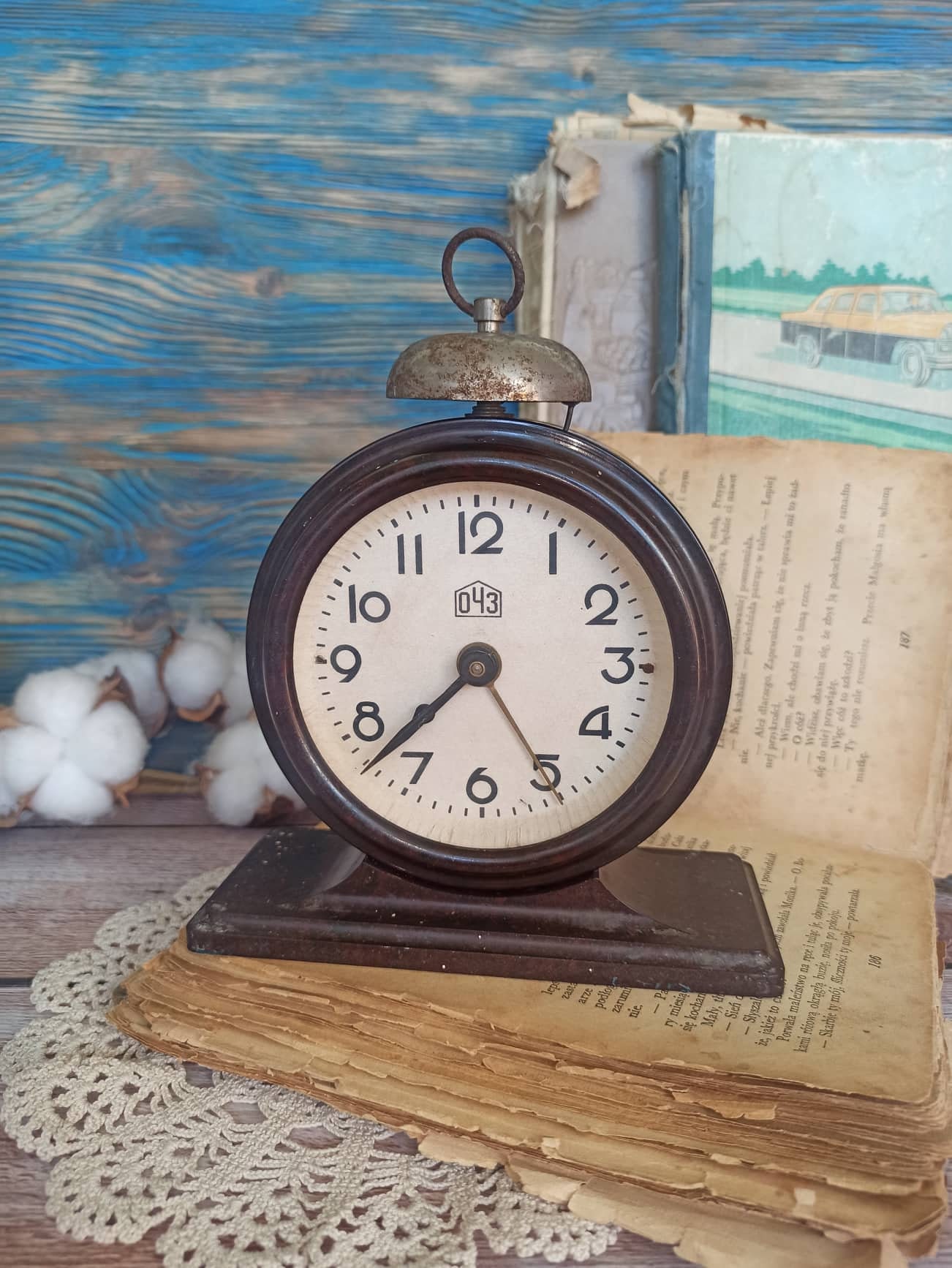 Antique Clock 1945 Vintage Decor Soviet Alarm Clock Carbolite