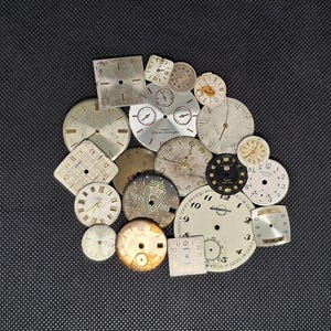 Vintage watch faces, Set of 20 watch faces USSR, watches dials, supply dials, Old Vintage watch parts, steampunk supplies