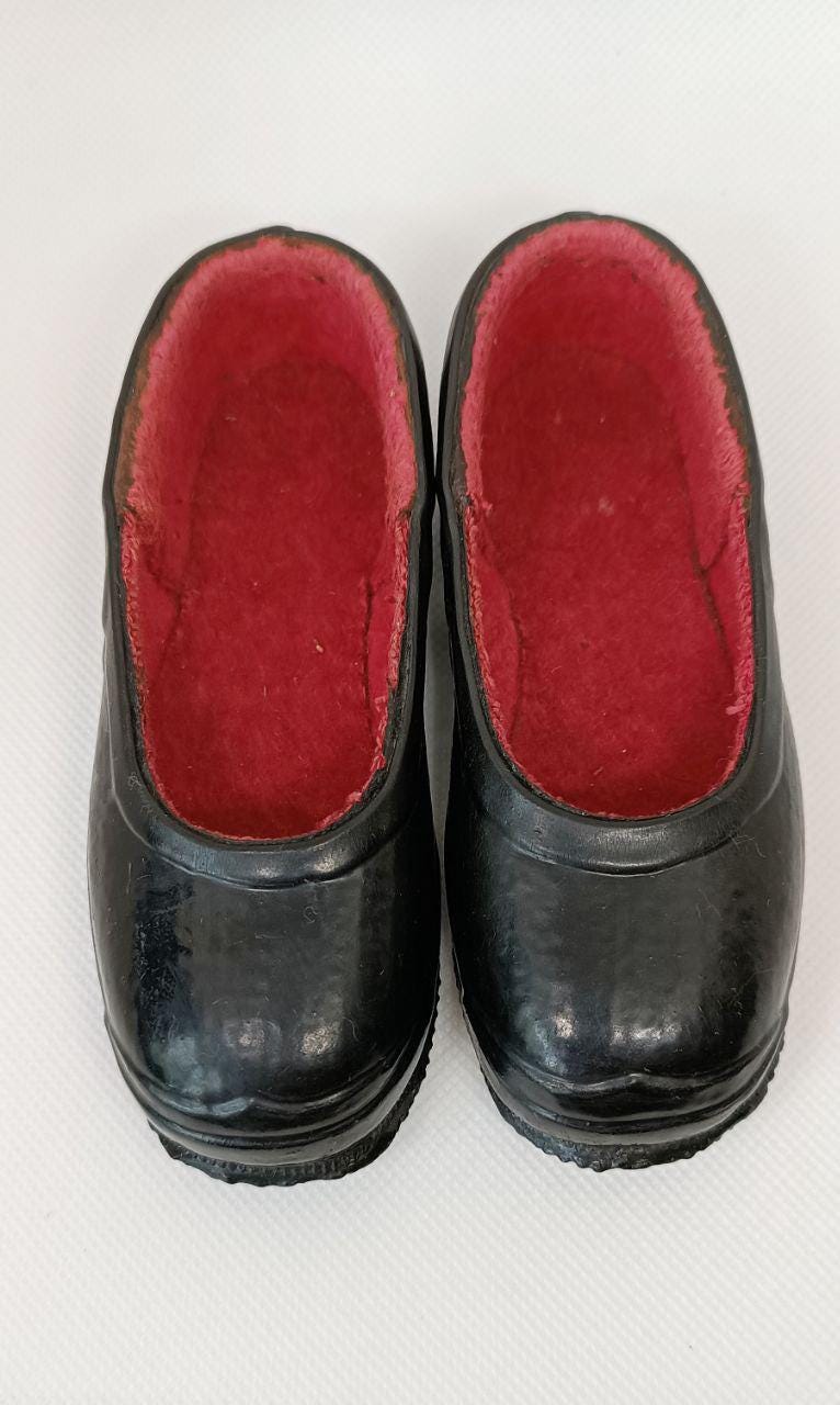 Antique Doll Galoshes Rare Find Museum Exhibit USSR Doll Rubber