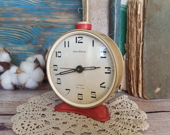 Despertador soviético, decoração vintage, turquesa, relógio de mesa mecânico, relógio vintage, decoração de casa, retrô, urss