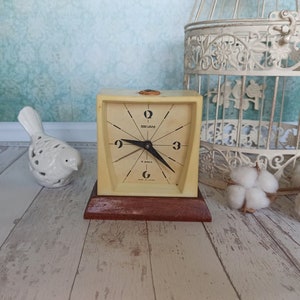 Retro Clock the USSR Vintage decor Soviet alarm clock Vintage 60s Vintage Home decor Turquoise table clock Mechanical desk wind up clock image 1
