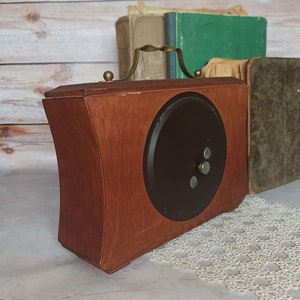 Vintage 70s Vintage Home decor Retro Clock the USSR Vintage decor Wooden mantel clock Suitcase table clock Mechanical desk wind up clock image 8