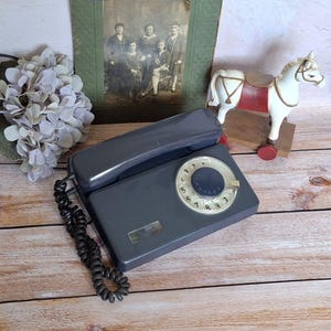 Retro office decor Old phone Vintage Home decor Vintage telephone Desk phone Dial disc phone Telephone