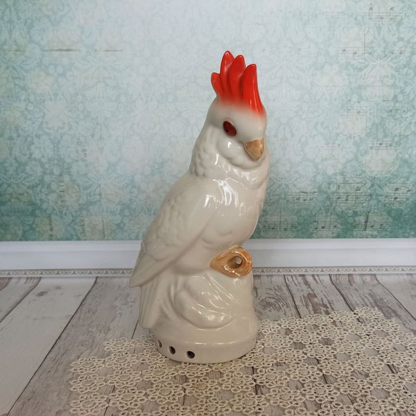 Parrot aroma lamp Vintage Porcelain parrot Vintage candle holder Vintage Home Decor