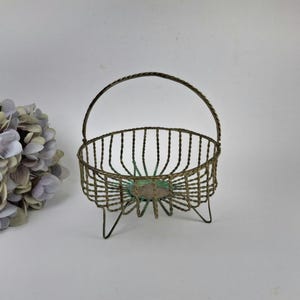 Vintage Metal Basket, Woven Basket, Brass Basket, Storage Basket, Dried Flower Basket, Brass Decor, Handled Basket, Vintage USSR Home Decor