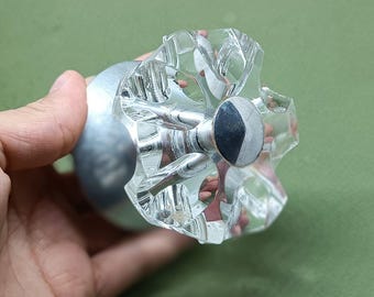ヴィンテージセットクリアガラスドアハンドル、古いドアノブ