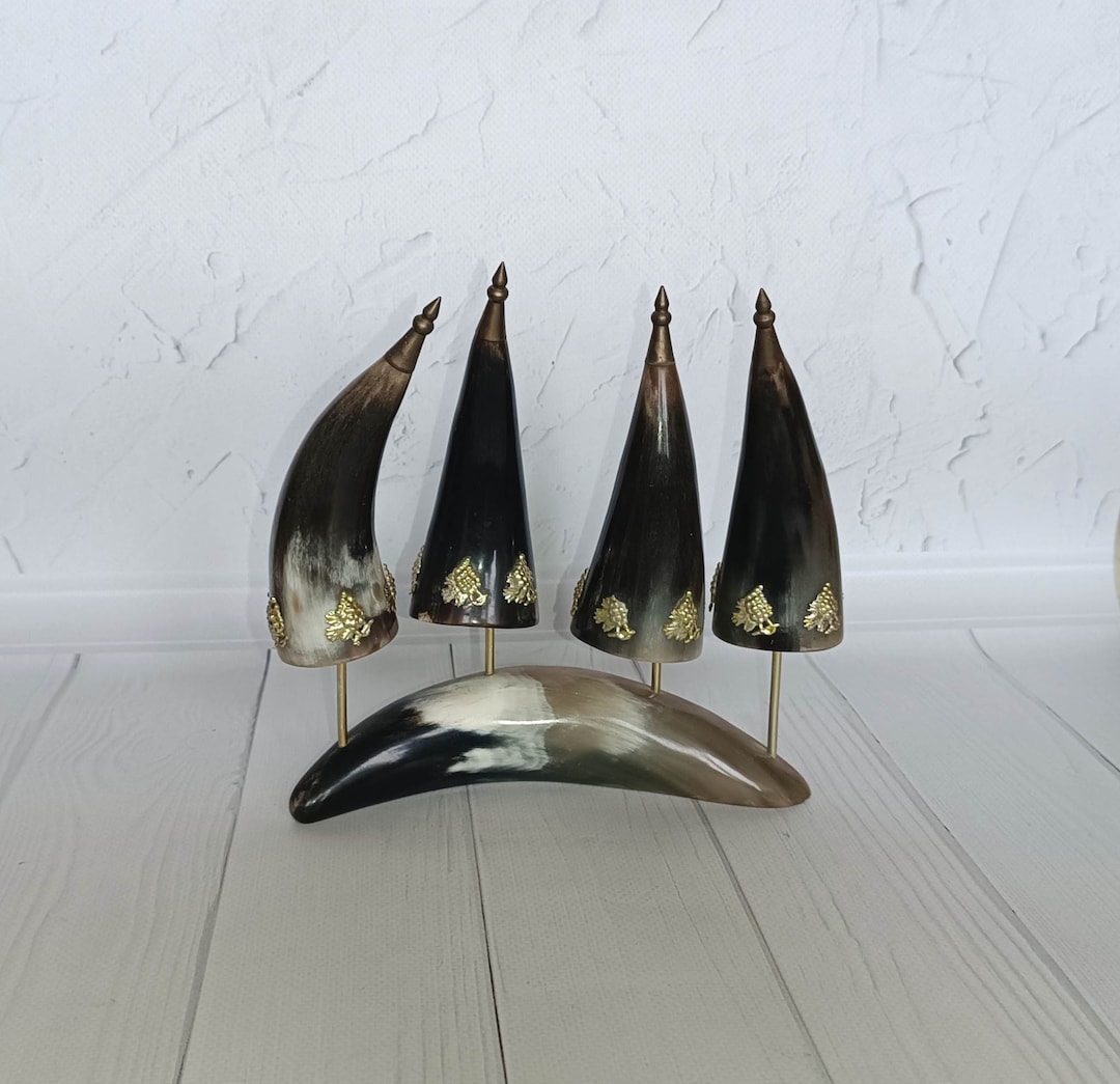 Vintage Drinking Horn Set Drinking Traditional Horn Home Photo