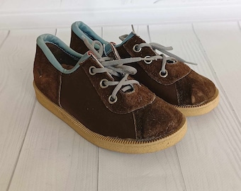 Vintage leather boots for boys Brown suede boots for children Soviet baby shoes Retro boots Vintage Decor Kids room decor