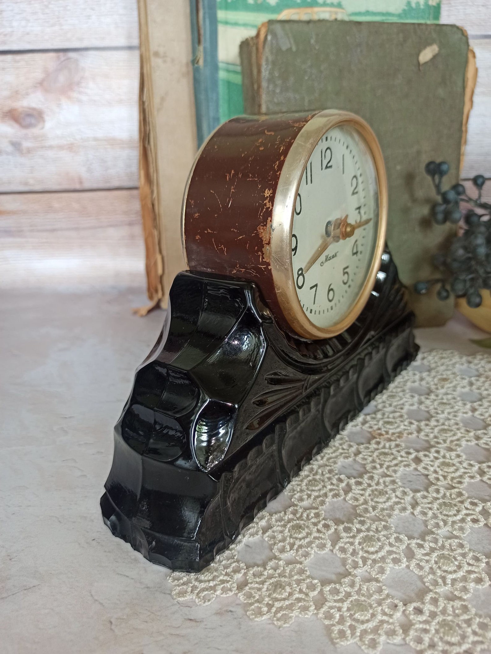 Antique clock Vintage 50s Mantel clock Vintage Home decor Etsy