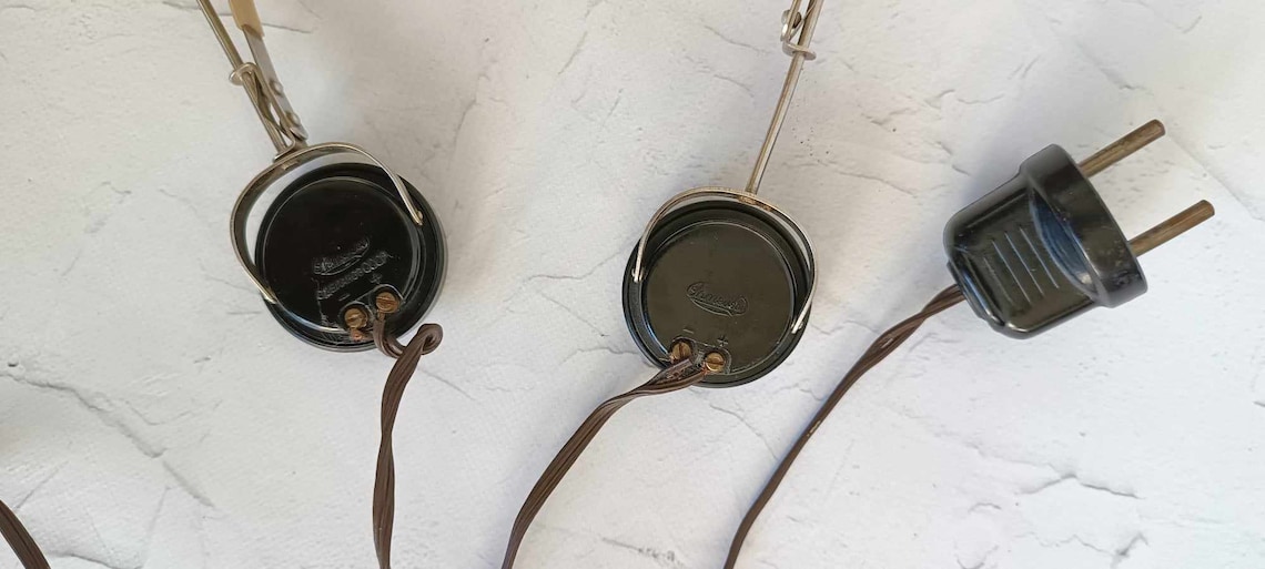 Vintage 60s Antique headphones TON-2 1600 ohm Vintage Soviet Headphones Soviet Electronics Vintage decor, foto 3 di 5