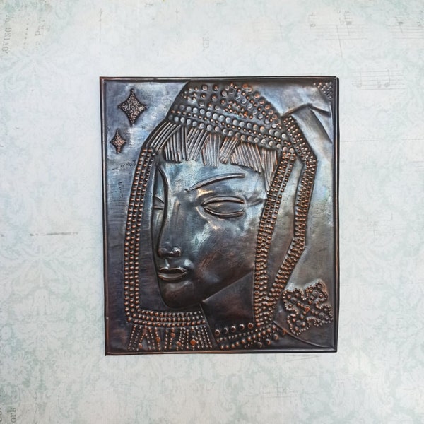 Copper soviet embossed painting vintage home decor picture embossing relief paintings metal wall decor vintage painting