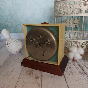 Retro Clock the USSR Vintage decor Soviet alarm clock Vintage 60s Vintage Home decor Turquoise table clock Mechanical desk wind up clock image 8