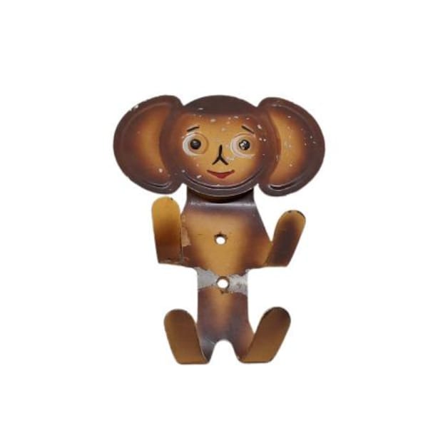 Cheburashka Vintage Coat Rack Rustic Coat Hook Hanger Soviet Era metal hanger 4 hooks Brass hanger rack Walter Bosse Cheburashka Wall Hook