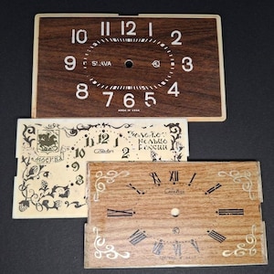 Lot of 3 Pcs Vintage Clock Dials Steampunk Art Projects USSR Alarm Clock Faces Rectangular Shape Plastic Alarm Clock Dials