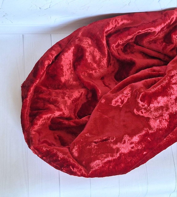 Vintage Plush Bright red Luxurious fabric (viscose on cotton base) Antiques Teddy bear plush