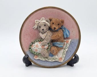 Vintage 3D Teddy Bear Collector Plate, Enesco Cherished Teddies