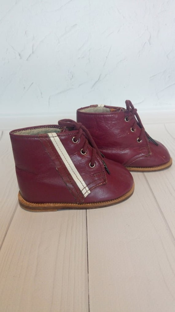 Leather Kids boots Vintage Leather Baby Boots Sov… - image 4