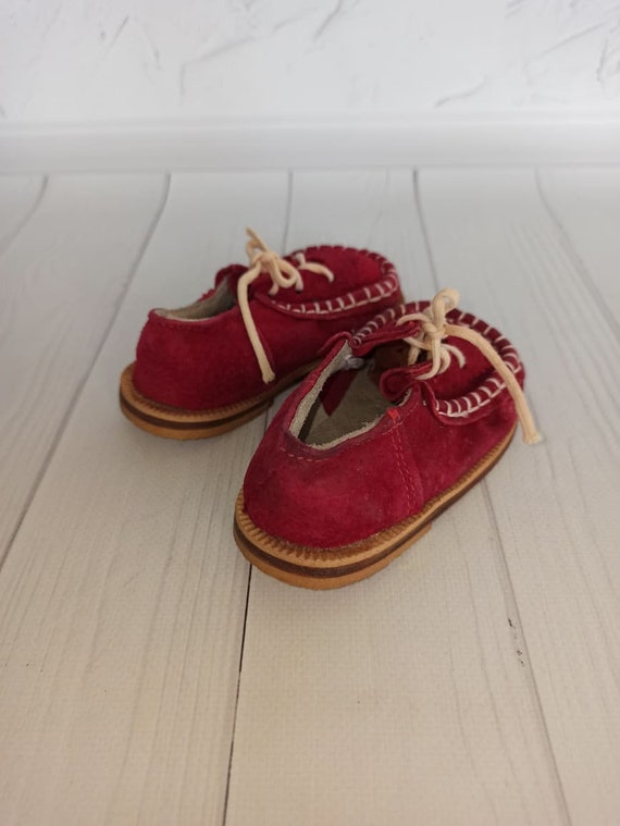 Vintage Leather Baby Boots Old Baby Shoes Leather… - image 7