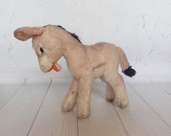 Old Donkey GRISSY by Steiff, Mule, Brocante, Vintage Stuffed Toy