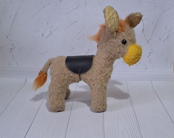 Ancien âne En Peluche - Vintage Donkey Toy - Peluche D'occasion